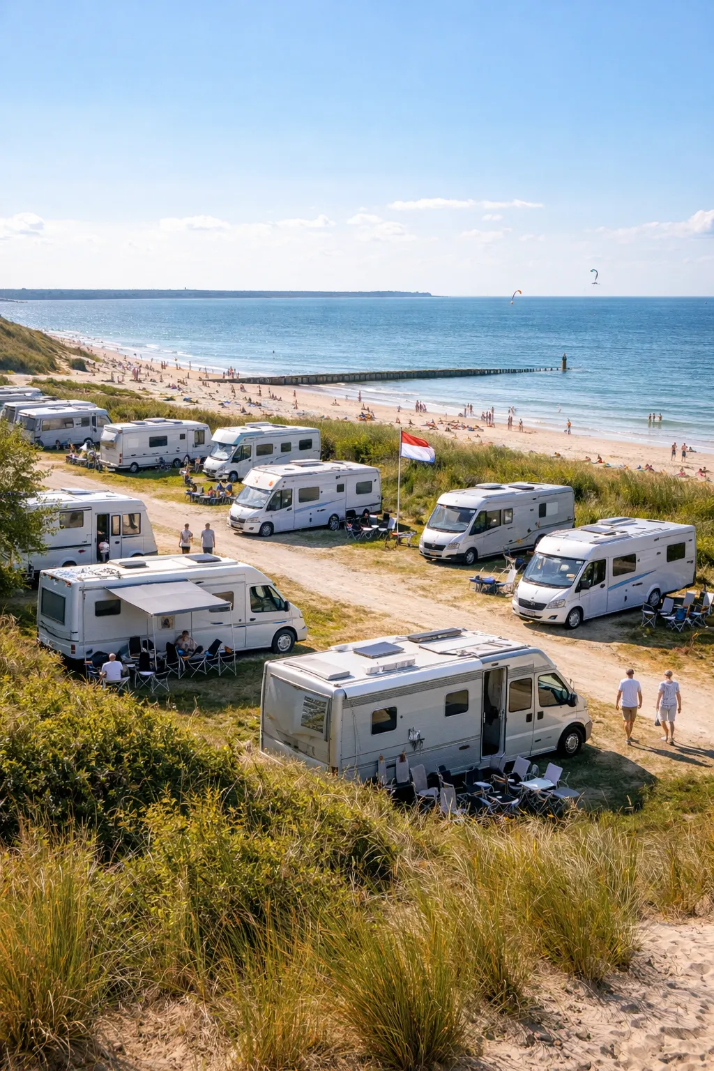 Rustige camperplaats direct bij het strand.