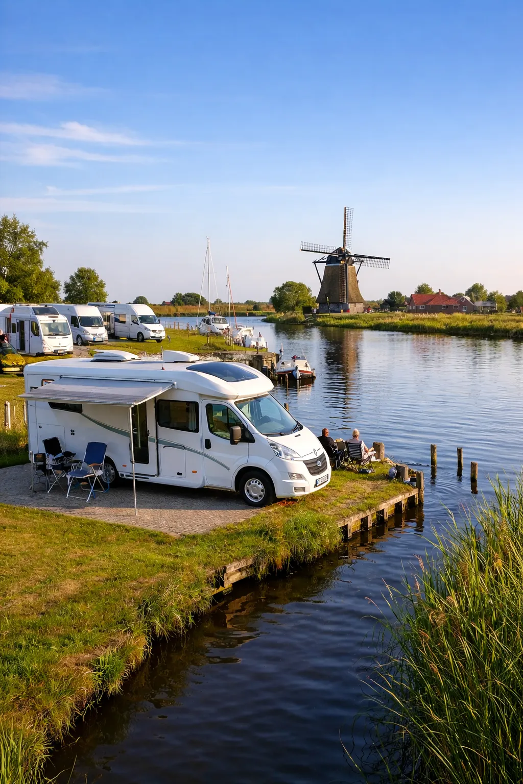 Rustige camperplek direct aan het water in Friesland.