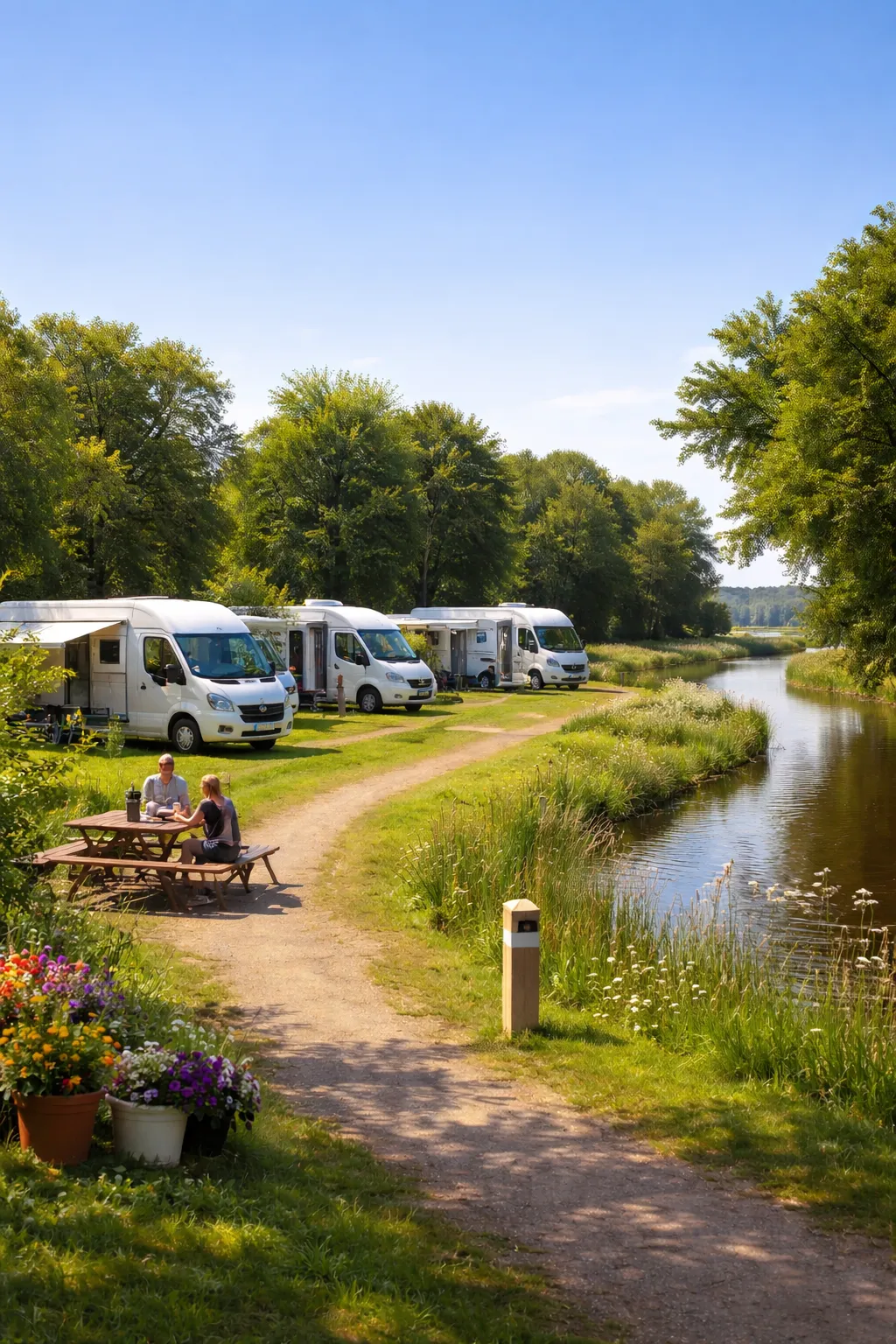 Rustige camperplek aan het water.